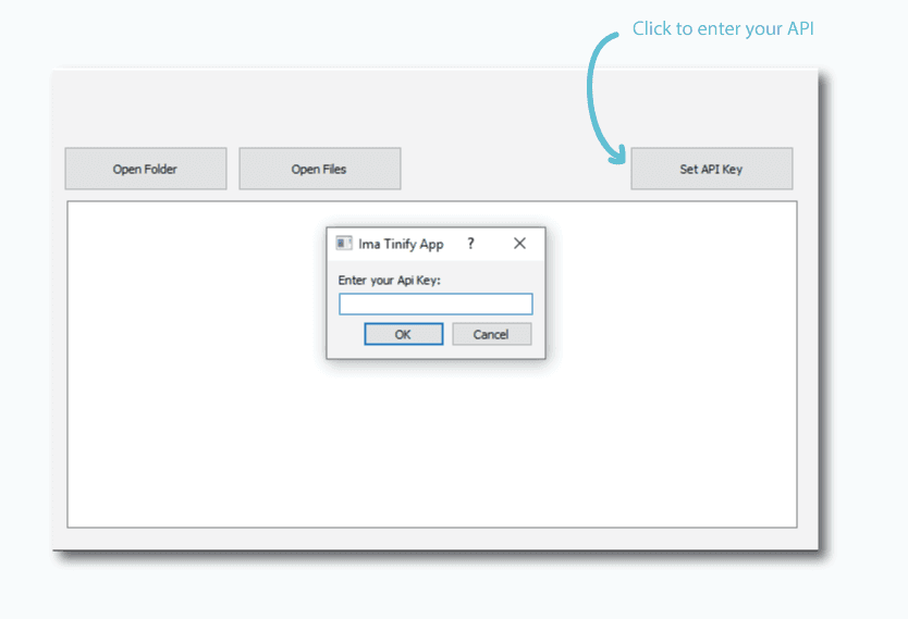 how to enter api key in image compressor tinypng