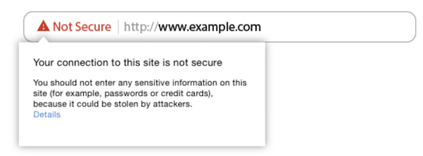 google chrome browser marking a website insecure