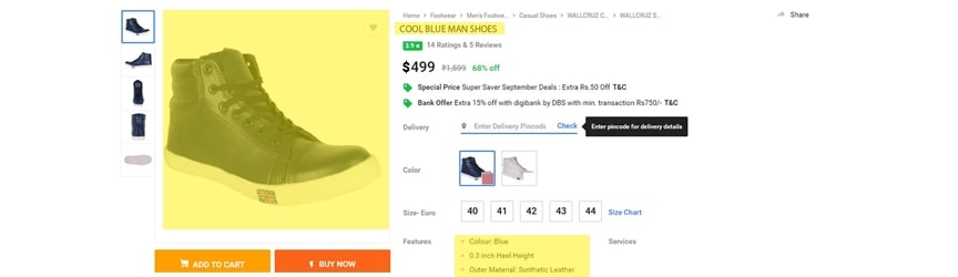 An example of a product page optimized for SEO