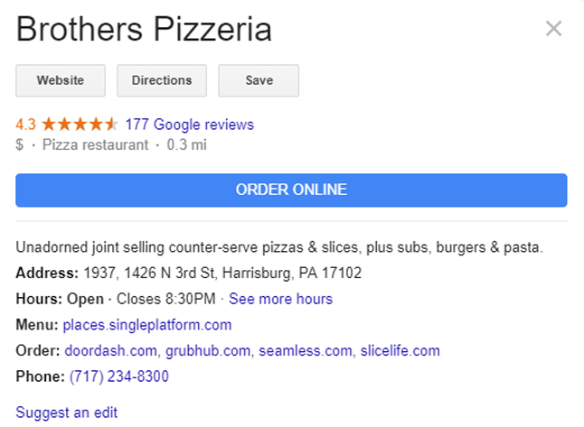 search Pizza Google My Business