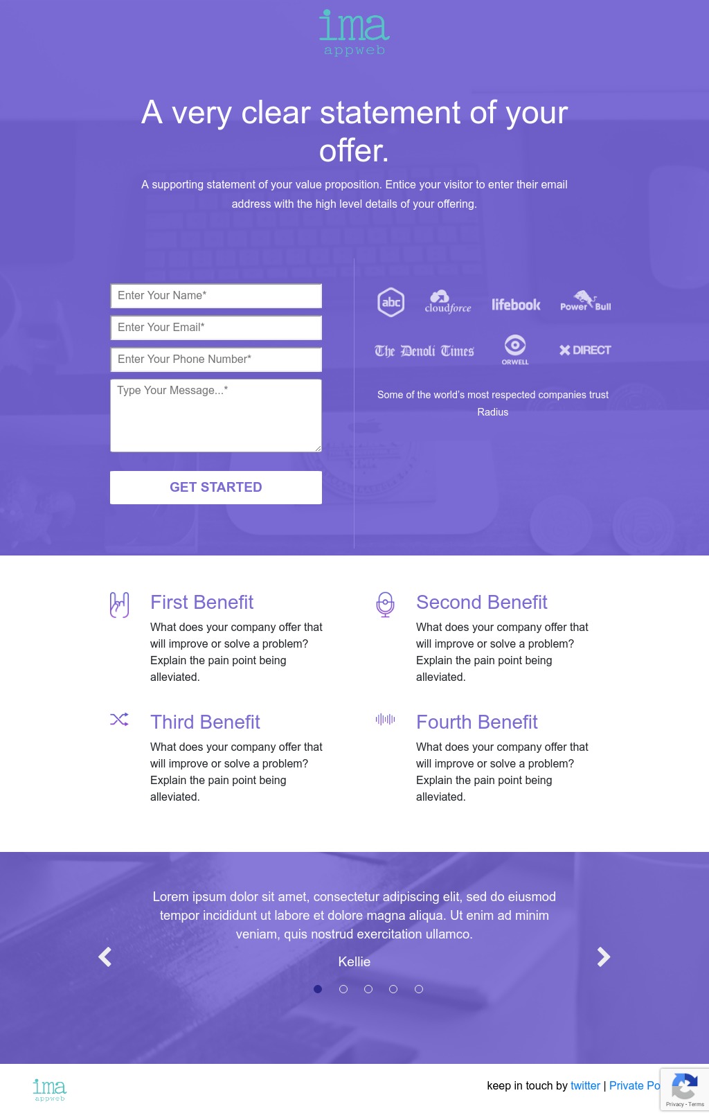 Ima Appweb Landing Page